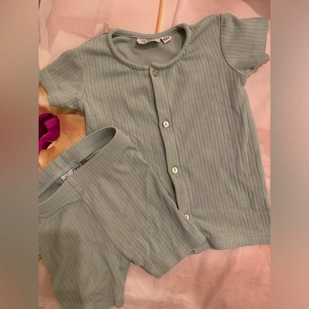 Crew kids NY mint green 2 PC set